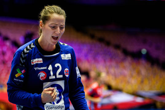 Goalkeeper Silje Margaretha Solberg of Norway celebrates