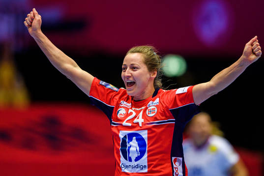 Sanna Charlotte Solberg-Isaksen of Norway celebrates
