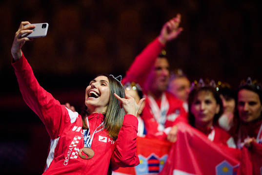 Camila Micijevic of Croatia celebrates