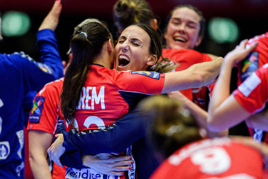 Andrea Austmo Pedersen of Norway celebrates