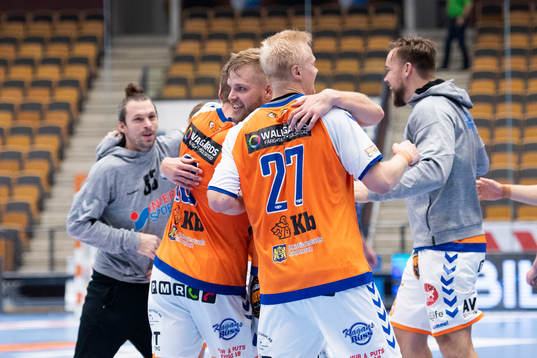 Kristianstads Anton Halén och Johan Nilsson jublar