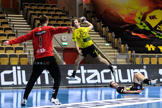 Kristianstads målvakt Espen Christensen och Emil Frend