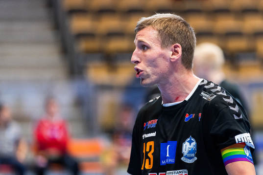 Kristianstads Olafur Gudmundsson reagerar