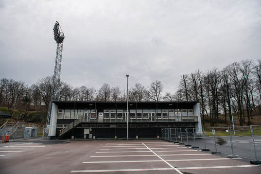 Klubbhuset vid Valhalla IP i samband med att