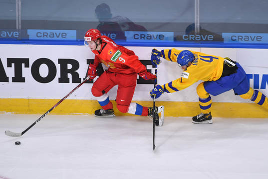 Mikhail Abramov of Russia pulls away from Emil Andrae of