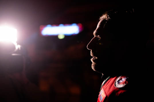 Frölundas Joel Lundqvist innan ishockeymatchen i SHL