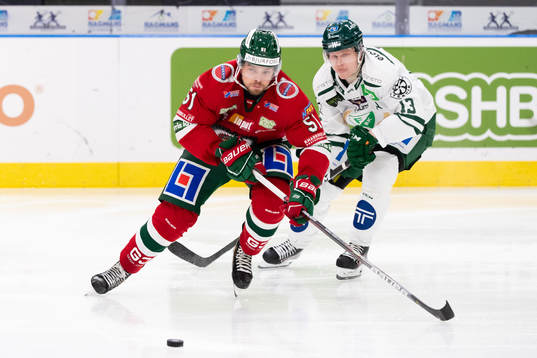 Frölundas Mats Rosseli Olsen och Färjestads Daniel Viksten