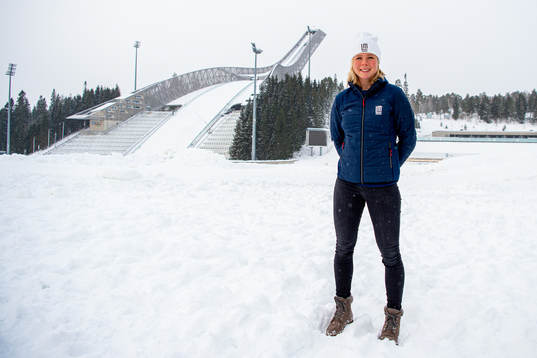 Norwegian ski jumper Maren Lundby poses for a portrait