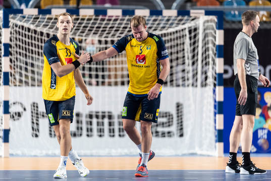 Lukas Sandell and Max Darj of Sweden reacts