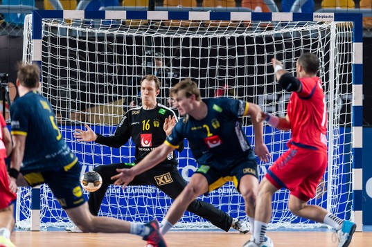 goalkeeper Mikael Aggefors of Sweden
