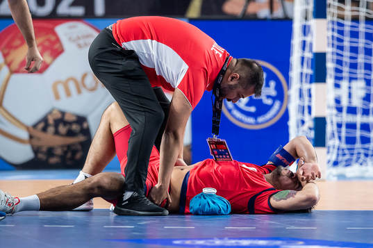 Rdorigo Salinas of Chile receives medical assistance
