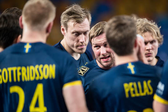 Max Darj of Sweden takes part in a timeout