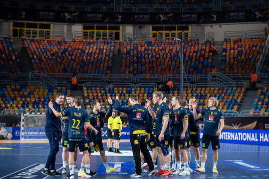 Players of Sweden celebrate