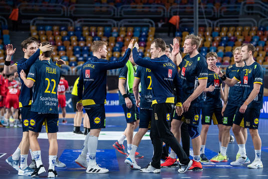 Players of Sweden celebrate