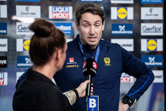 Glenn Solberg, head coach of Sweden is being interviewed