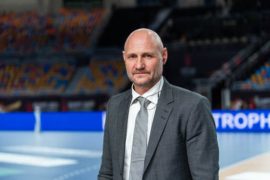 Ola Lindgren of Swedish broadcaster Viasat poses for a