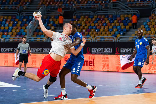 Simon Jensen of Denmark and Christian Moga Yahoza of Congo