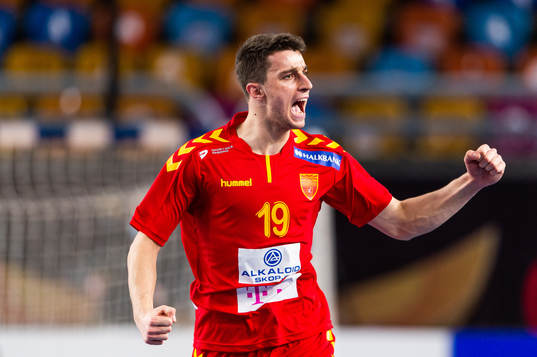 Nenad Kosteski of North Macedonia celebrates
