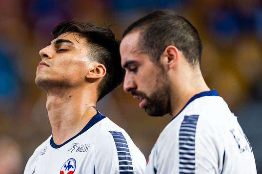 Daniel Ayala of Chile looks dejected