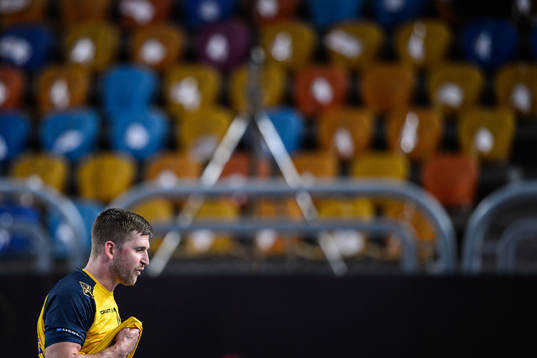 Linus Persson of Sweden looks dejected