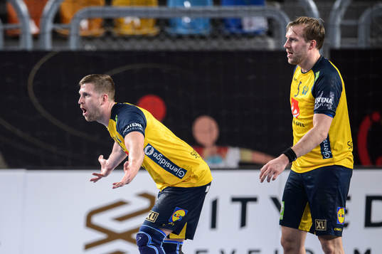 Linus Persson and Max Darj of Sweden reacts