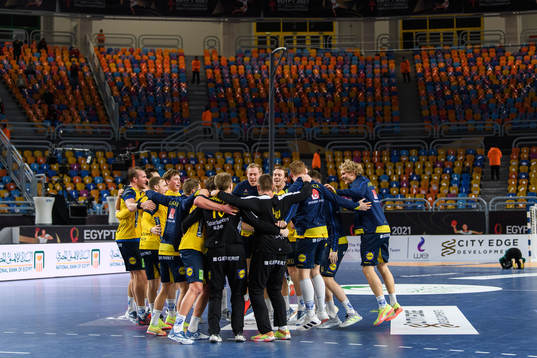 Players of Sweden celebrate