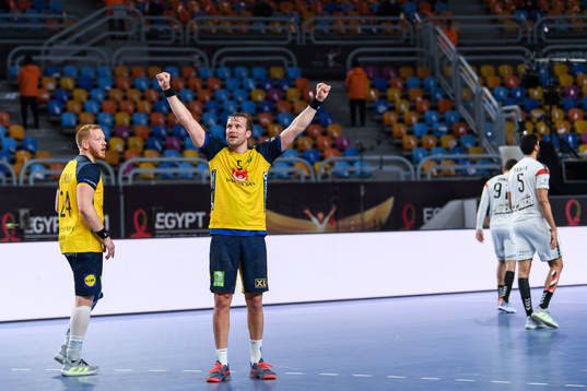 Max Darj and Jim Gottfridsson of Sweden celebrate