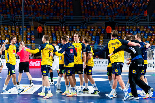 Players of Sweden celebrate