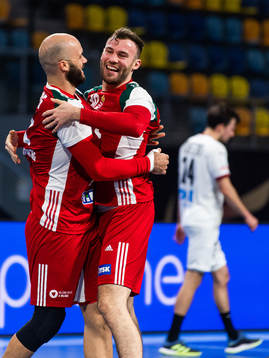 Adrián Sipos and Zoltán Szita of Hungary celebrate