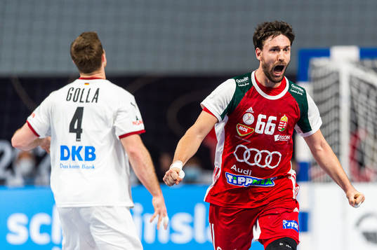 Máté Lékai of Hungary celebrates