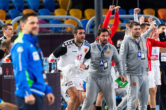 Players of North Macedonia celebrate