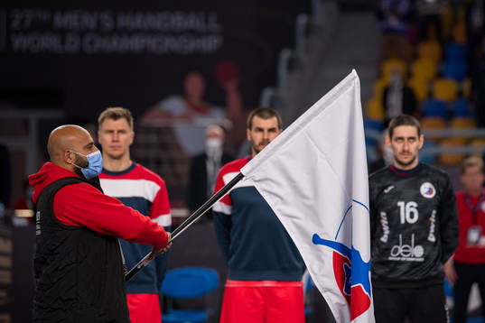 The flag of the Russia handball federation