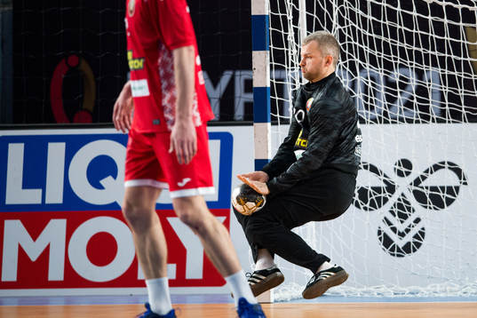 Goalkeeper Aliaksei Kishou of Belarus