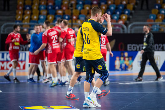 Linus Persson of Sweden looks dejected