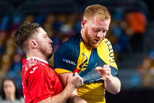 Jim Gottfridsson of Sweden looks at his hand in  duell with