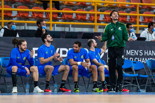 Leonardo Bortolini of Brazil reacts