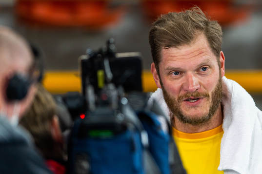 Goalkeeper Johannes Bitter of Germany is interviewed