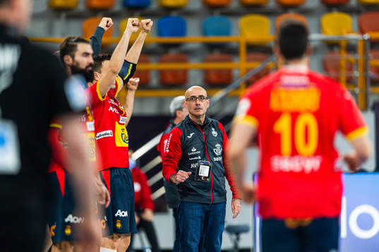 Jordi Ribera, head Coach of Spain celebrates