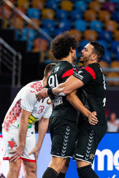 Ali Zein and Mohammed Mamdouh of Egypt celebrate