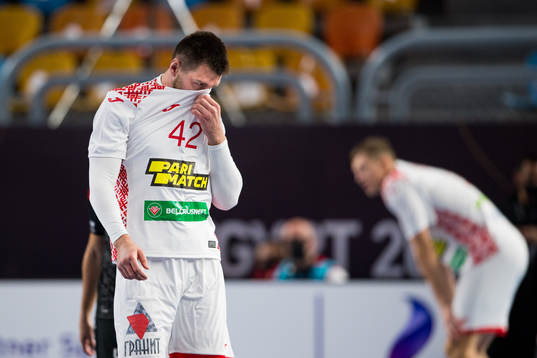 Aliaksei Ushal of Belarus looks dejected