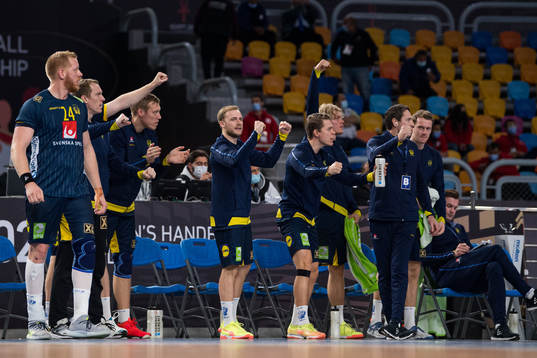 Players of Sweden celebrate