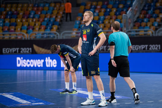 Anton Lindskog of Sweden looks dejected