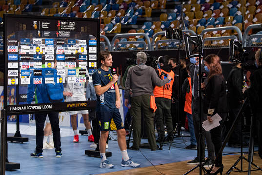 Hampus Wanne of Sweden is interviewed by Suzanne Sjögren