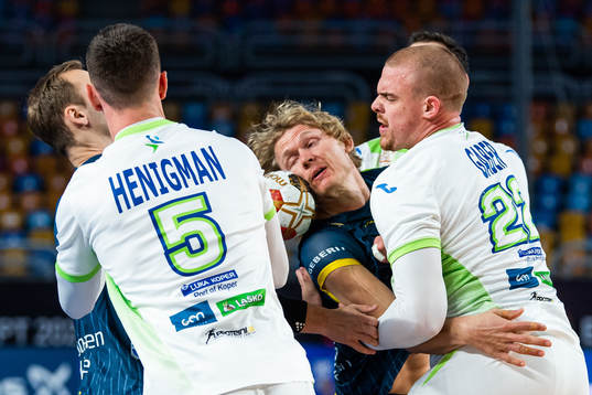 Lukas Sandell and Alfred Jönsson of Sweden compete for the
