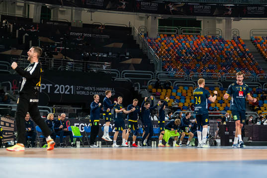 Players of Sweden celebrate