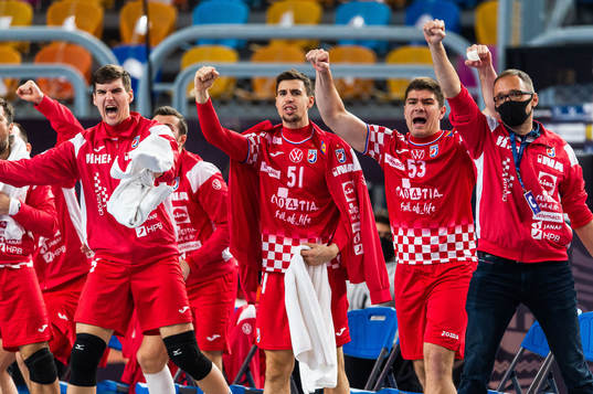 Ivan Martinovic and Marin Sipic of Croatia celebrate