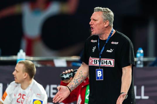 Nikolaj Jacobsen, head coach of Denmark reacts