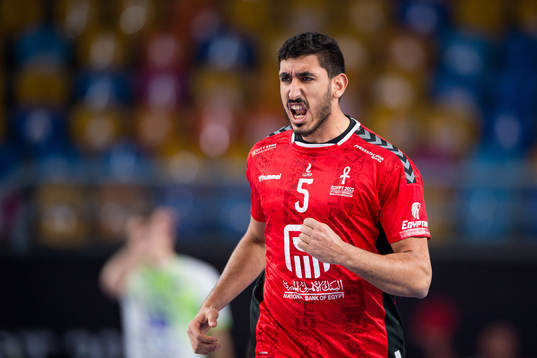 Yahia Omar of Egypt celebrates