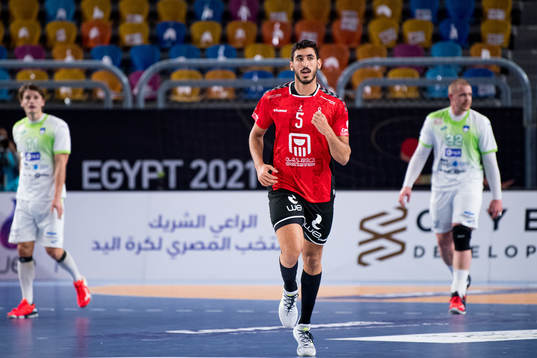 Yahia Omar of Egypt celebrates