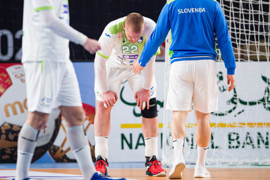 Matej Gaber of Slovenia looks dejected
